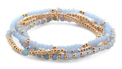 Bracelet en perles bleues couleur or rose Victoria