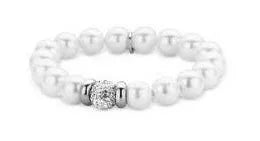 Bracelet Victoria en perles blanches couleur argent